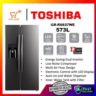 Toshiba 573L GR-RS637WE PMY Dual Inverter Side-By-Side Refrigerator With Water &amp; Ice Dispenser