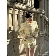 Set 2 Piece crotop outerJacket + Korean style beaded chick yellow shorts