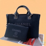 CHANEL 24S黑色布面小號Shopping bag沙灘包