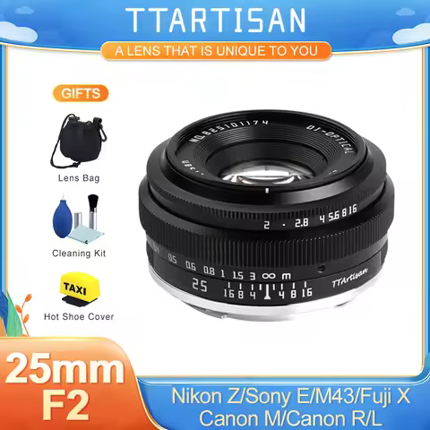 TTArtisan 25mm F2 APS-C Frame Manual Focus Prime Lens for Sony E a6000 a6400 Fuji XT30 XT4 XS10 Niko