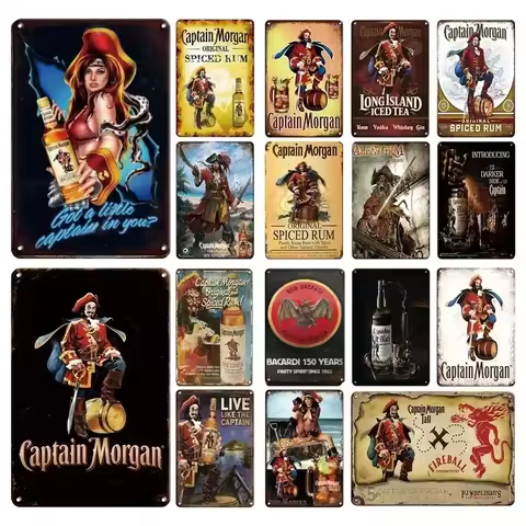 Vintage Drinking Rum Captain Morgan Tin Signs Posters Wall Decor Retro Metal Sign Havana Club Bacard