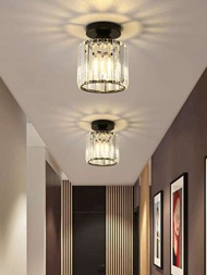 Led吊燈,水晶燈罩,黑色、金色plafonnier,現代圓形裝飾性的吸頂燈e27(沒有燈泡)