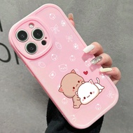 เคสโทรศัพท์แมวการ์ตูนน่ารัก สำหรับ Samsung Galaxy/iPhone, เคสโทรศัพท์มือถือสีชมพู สำหรับ iPhone11/13