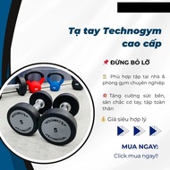 Technogym premium dumbbells 2.5–12.5kg, thick rubber coated, sturdy grip, gym standard