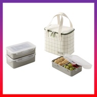 [ Lock&lock ] 3-Tier Rectangular Lunch Box with Chopsticks and Lunch Bag Set (Green) with FREEBIES