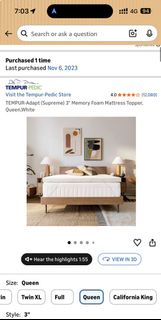 TEMPUR-Pedic TEMPUR-Adapt 3" Memory Foam Mattress Topper