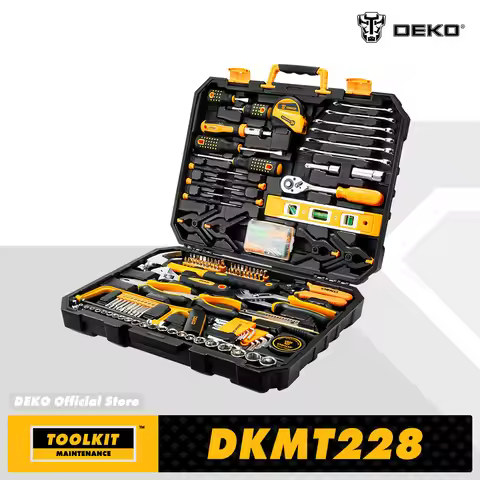 DEKO 228Pcs Socket Wrench Auto Repair Tool Combination Package Mixed Tool Set Hand Tool Kit with Pla