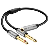 1/4 inch TRS Stereo Splitter Y Adapter, 6.35mm Stereo Female to Dual 6.35 mm TS Mono Male Jack, Quar