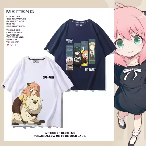 Anime spy play house SPY×FAMILY peripheral Ania Fojie men's T-shirt summer casual comfortable 100% c