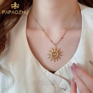 PAPAOZHU Classic 14K Gold Sun Pendant Choker Necklaces for Women Men Hypoallergenic Collar Chain Jew