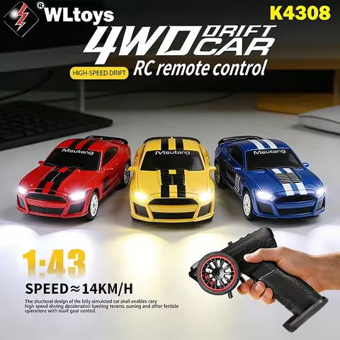 WLtoys K4308 1/43 RC Car,3.7V Lithium Battery, 2.4G Remote Control, 4WD Suspension & LED Lights Raci
