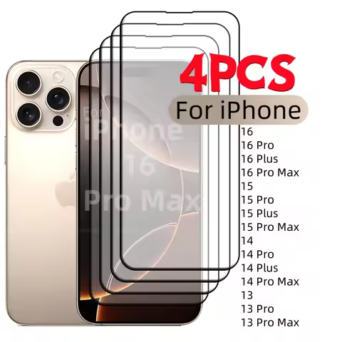 4pcs For iPhone 16 Pro Max Glass iPhone 16 Pro Max Tempered Glass Full Cover Glue 9H Screen Protecto