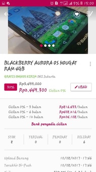 BLACKBERRY AURORA (ANDROID) RAM 4 GB ,OS NOUGAT