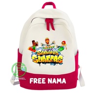 Boys and girls backpacks with screen-printed motifs, subway surfers images for ages 4-12 years, unis