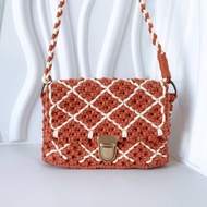 手工編織macrame簡約設計單肩包手機包 編織包包