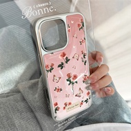 case for iphone X xsmax 11 12 13 14 15 16 Pro Max Plus Series Pink roses pattern transparent tpu pho