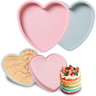 4PCS Cake Pan Silicone Baking Mold Heart Shaped Cake Mould Pastry Baking Tray Mould Nonstick Cake Mold 6 &amp; 8 inch-Heart Type(Random Color)