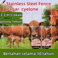 Pagar Cyclone Fence 3.3 4 5 6 Kaki Pagar Kambing Lembu Rusa Tinggi 50 Meter Jaring Pagar Kebun Besi 