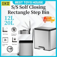 BTH - EKO Ecocasa Stainless Steel Rectangle Step Bin with Soft Closing 12L / 20L Trash Garbage Can D