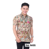 baju batik pria lengan pendek - Kemeja batik pria motif merak Papua