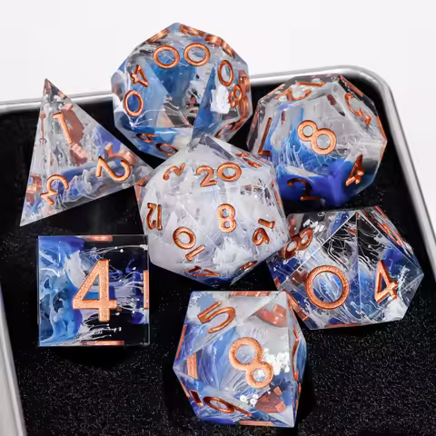 Resin Dice Sharp Edge Polyhedral Dice 7 PCS Dice for Dungeons and Dragons Handmade Resin Dice Set D&