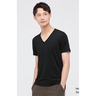 ANN3513/14: uniqlo heattech S To M size v neck black tshirt/uniqlo airism S To M size navy blue inne