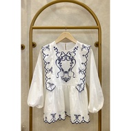 Meera Blouse_ contemporary fine embroidered Blouse_ coquette blouse