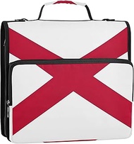 1.5 Inch 3 Ring Binders Heavy Duty Alabama State Flag Zipper Binder Organizer Keeper Binder Bag with