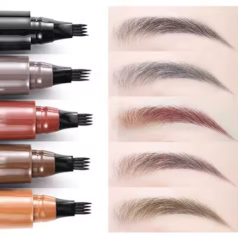 Four-pronged eyebrow pencil, four-end, long-lasting, non-smudged, water-resistant, anti-smudged eyeb