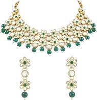 I Jewels Gold Plated Indian Wedding Bollywood Kundan Choker Necklace &amp; Earring Ethnic Jewellery Set Gift for Women &amp; Girls(K7229)