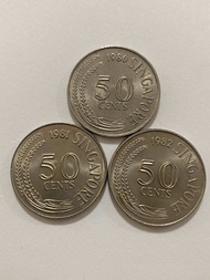 1980/1981/1982 Singapore old 50 Cent coins