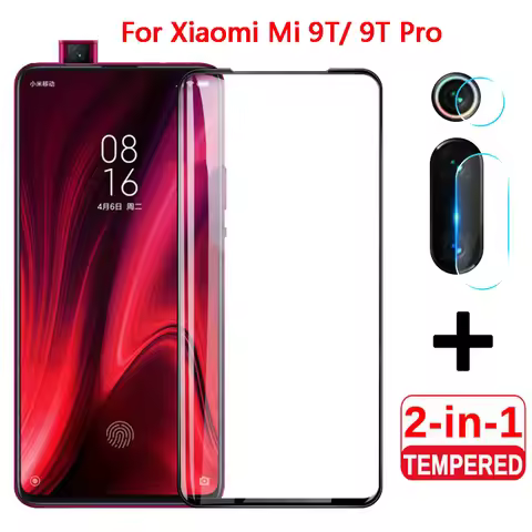 2 in1 Tempered Glass For Xiaomi Mi 9T Pro Mi 9 SE Mi 9 Lite Mi10T Redmi K20 Pro Screen Protector Cam