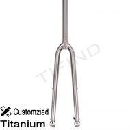 Gr.9 Titanium alloy road bike front fork 700C Barrel Shaft Bicycle Fork Titanium fork Straight tube