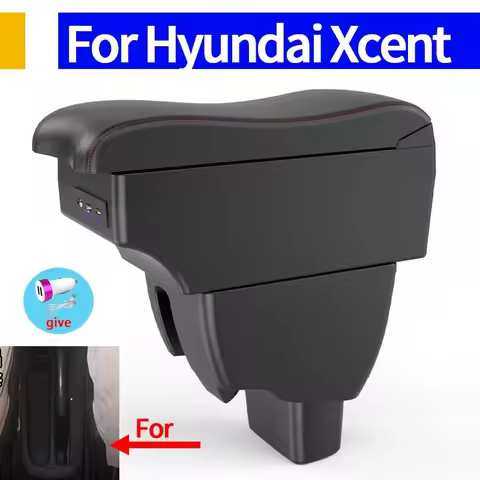 For Hyundai Xcent Armrest Box Double Doors Open 3USB Interface Centre Console Storage Arm Elbow Rest