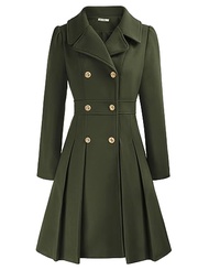 GRACE KARIN 2024 Women's Fashion Trench Coat Notch Lapel Double Breasted Thick A Line Pea Coats Jack