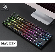 Bàn phím giả cơ SHIPADOO K87 nút tròn với thiết kế mini nhỏ gọn có đèn led 7 màu cực đẹp (màu đen)