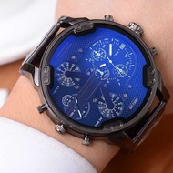 7395DZ Ready Stock Men's Watch Unique Large Dial Trendy Watch Stainless Steel with Quartz Watch