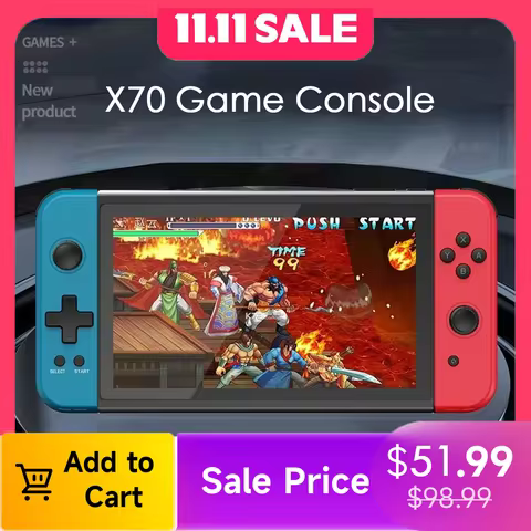 X70 Game Console 7-inch High-definition PS Handheld Game Console Joystick Arcade Simulator Double Ba
