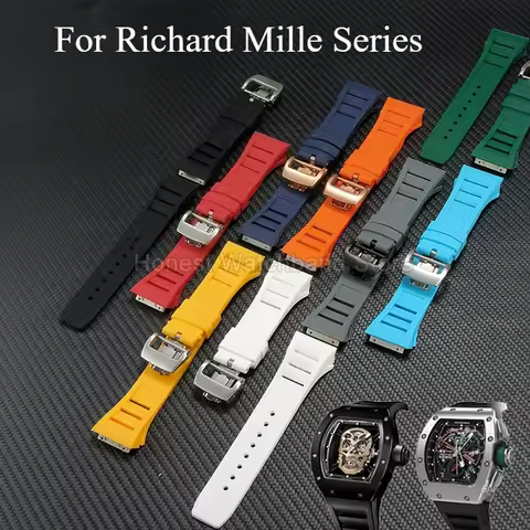 Green Yellow White Gray Red Waterproof Wear-resistant Durable Silicone Watch Accessories for Richard