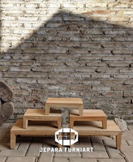Bangku Dapur Kayu Jati / Dinklik Dapur Minimalis 1 Set 3 Pcs