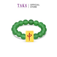 TAKA Jewellery 999 Pure Gold Mahjong Tiles with Beads Ring