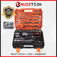 BuzzTech Original 82pcs Cr-V Combination Socket Wrench Ratchet Spanner Tools Set Box Car Motor Spark