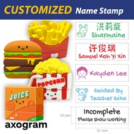 STUDENT NAME Stamp | Customised Stamp | Children Kids Personalised Stamp | Chinese Teacher Self Ink Rubber Burger Stamp