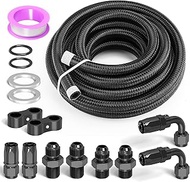 GASHER 15FT 6AN Automatic Transmission Cooler Lines Kit For 4L60E 4L65E, Black Nylon Braided Fuel Ho