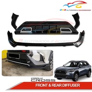 TOYOTA COROLLA CROSS 2022-2023 FRONT BUMPER LIP & REAR DIFFUSER  'ABS' (GLOSSY BLACK)