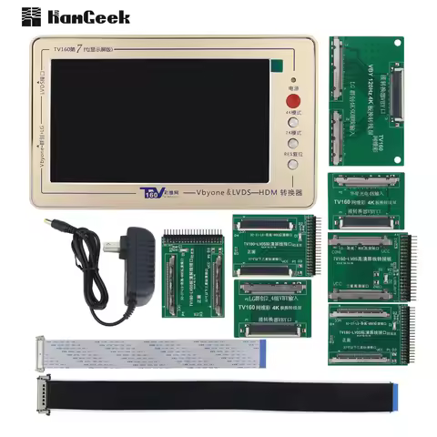 HamGeek TV160 7th Generation Mainboard Tester Tool LCD Display Vbyone LVDS to HDMI-Converter+7 Adapt