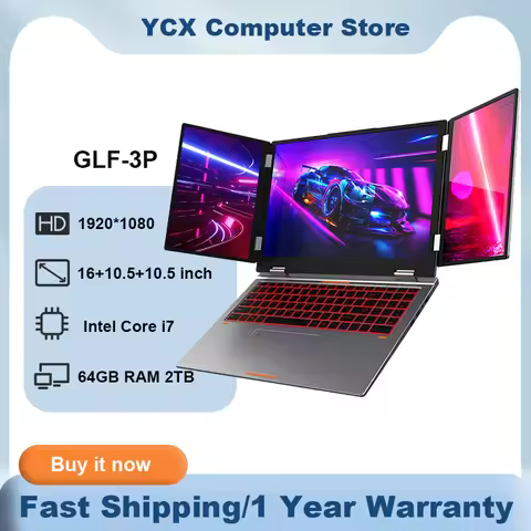 GLF-3P Triple Screen Gaming Laptop 16+10.5+10.5‘’ Touchpad Intel Core i7 computer 1260P 64GB RAM 2TB