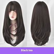 TSE 7jhh Wig For Women Long Straight Hair Inner Buckle Air Bangs Elegant Face-Shaping Full Head Wigs