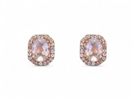 ต่างหู Rose quartz ล้อมโทพาส