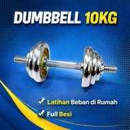 DUMBBELL SET FULL IRON 10KG DUMBELL BARBEL/